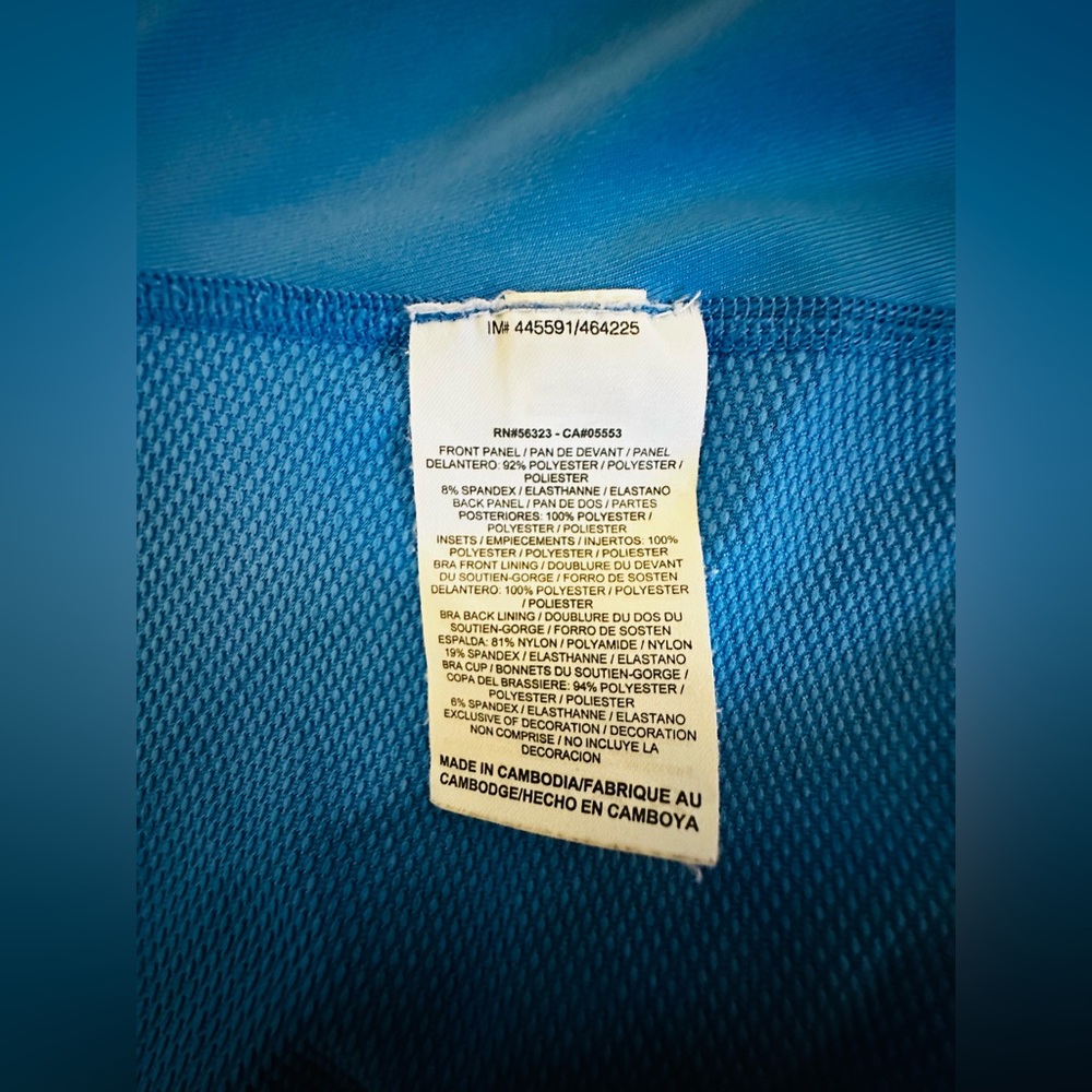 Nike Dri-FIT Blue Built-In Sports Bra Racerback Active Tank Top Mesh Back Size L - Picture 4 of 9